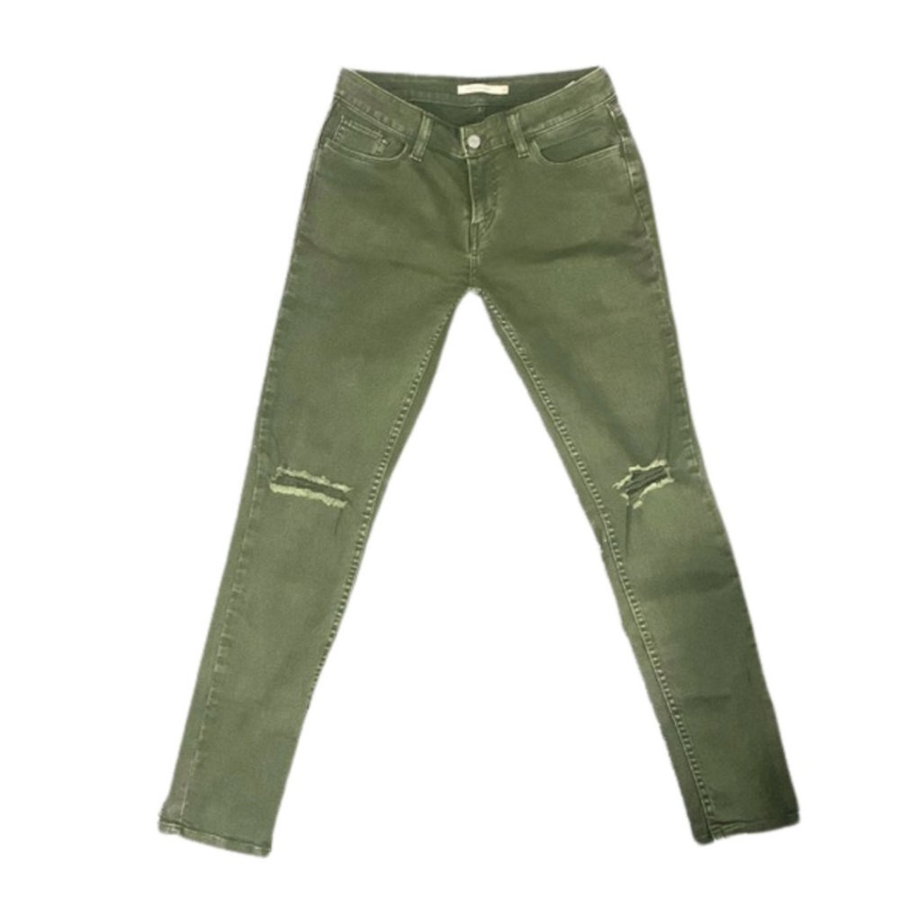 Levi’s 535 Super Skinny - Green Skinny Jeans, Distressed, Silver Tag